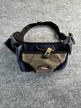 FLW Fishing Waist Tackle Bag Fanny Pack Utility Gear Bag Blue Tan